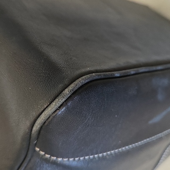 Coach Bleeker Black Leather Contrast Stitch Tote Bag - Picture 9 of 17